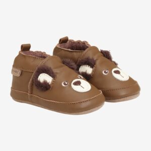 Enfant leren slofjes beer