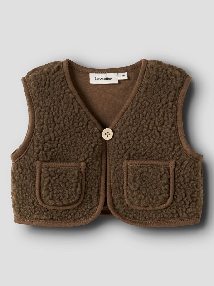 Lil Atelier uni teddy gilet